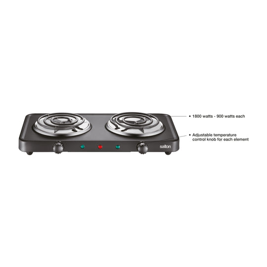 Table de cuisson portative double Salton - Noir