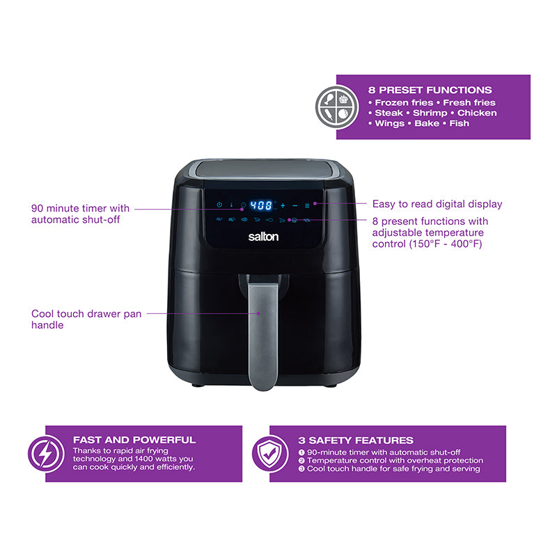 Salton XL Digital Air Fryer – 5 L / 5.3 Q