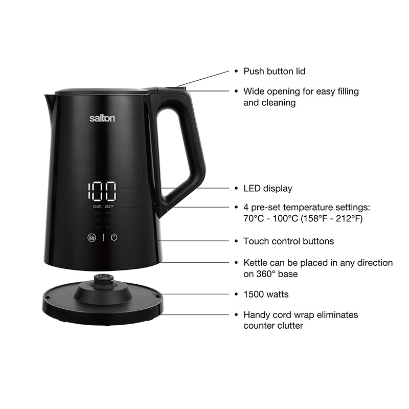 Salton Cool Touch Digital Temperature Control Kettle - 1.5 L