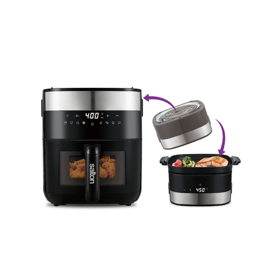 Salton Flip and Cook Friteuse à air, grill et déshydrateur 3 en 1 5,5 L - Fenêtre de visualisation