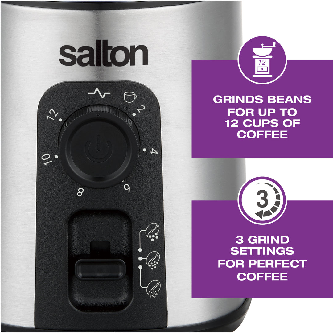 Moulin à café intelligent en acier inoxydable Salton