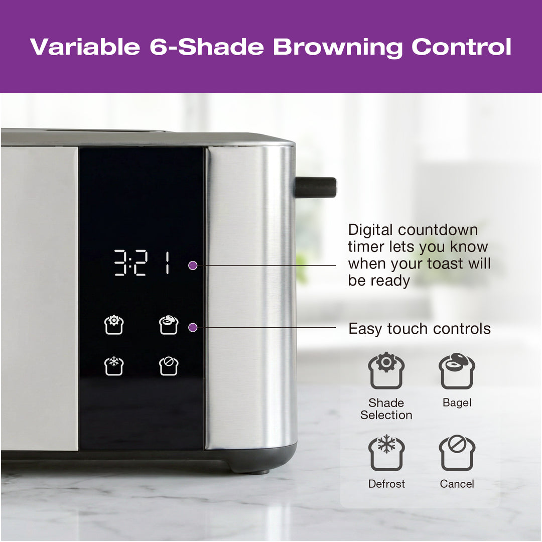 Grille-pain numérique à fente longue Salton – 4 tranches