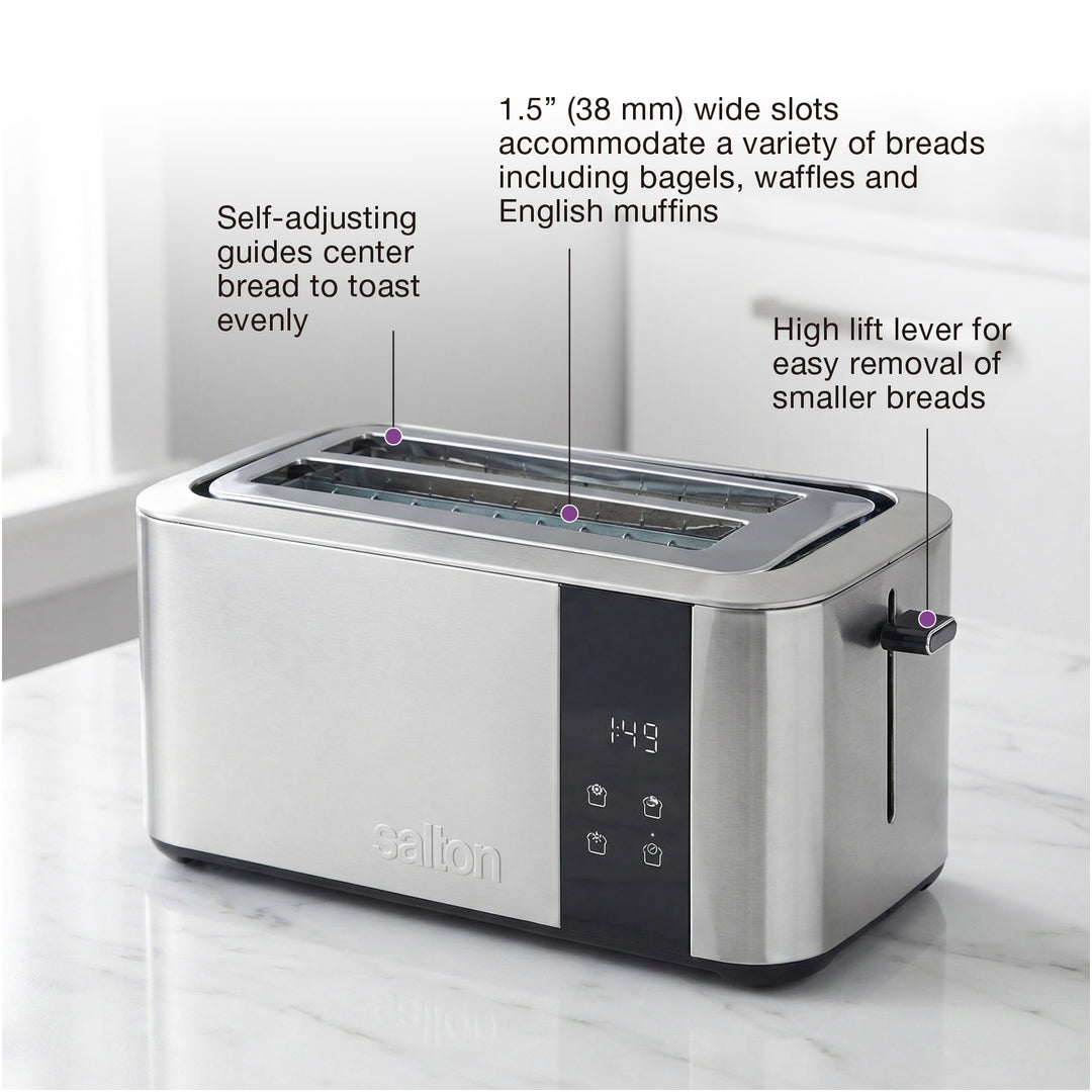 Grille-pain numérique à fente longue Salton – 4 tranches