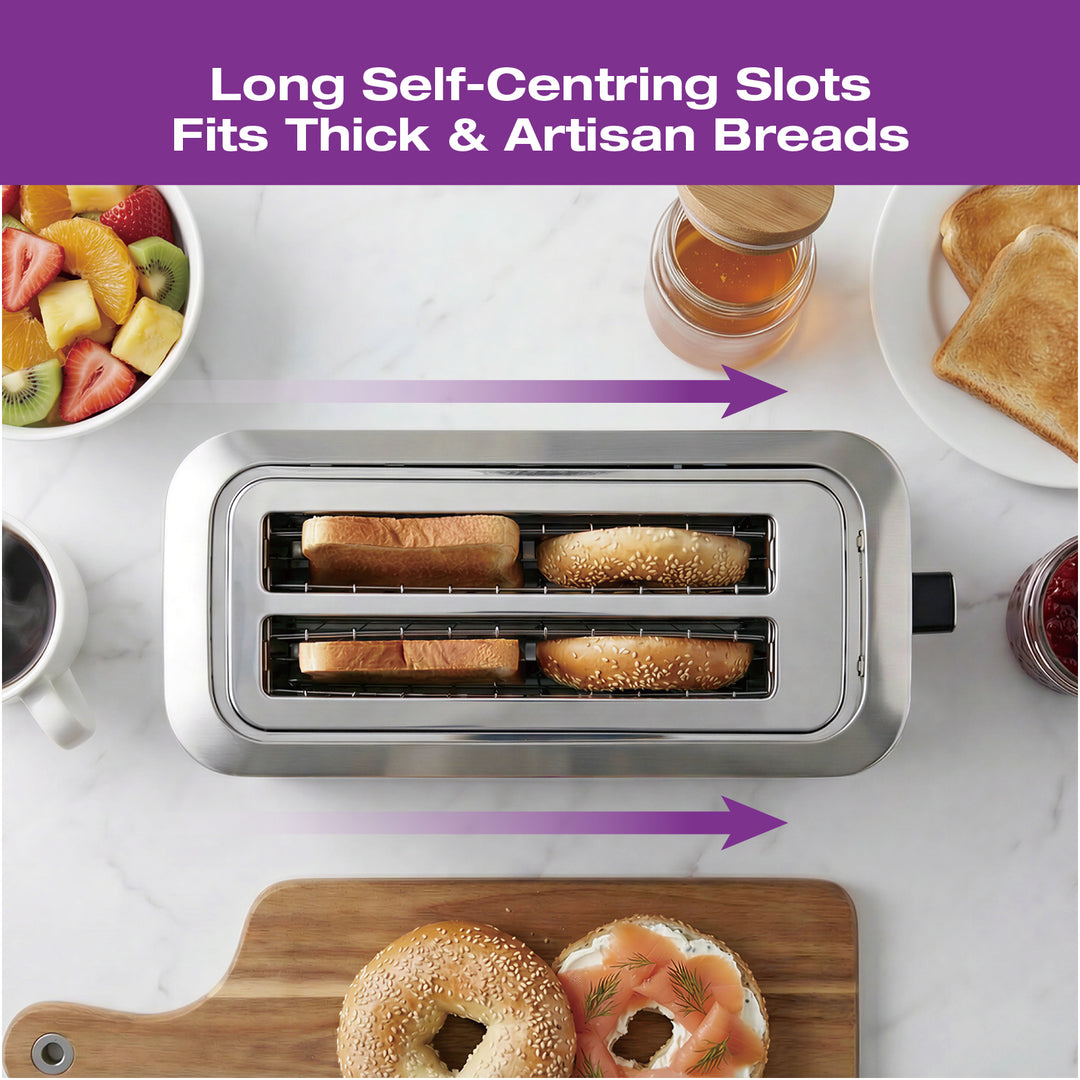 Grille-pain numérique à fente longue Salton – 4 tranches