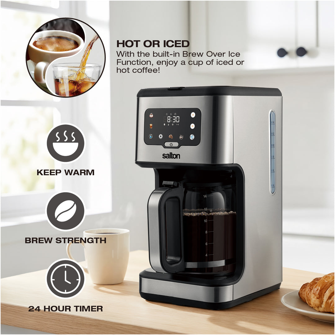 Cafetière numérique Salton en acier inoxydable – 14 tasses