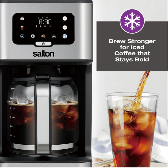Cafetière numérique Salton en acier inoxydable – 14 tasses