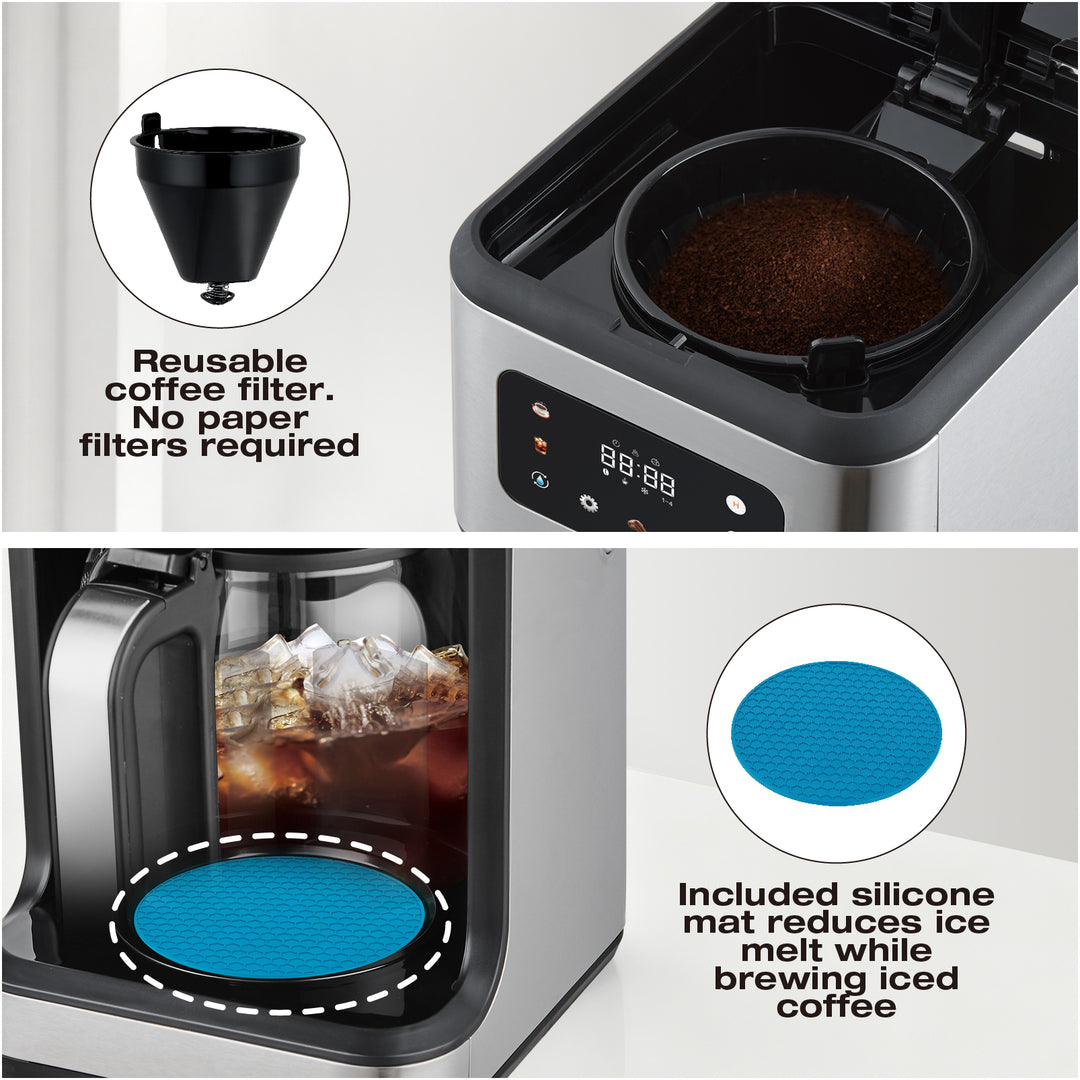 Cafetière numérique Salton en acier inoxydable – 14 tasses