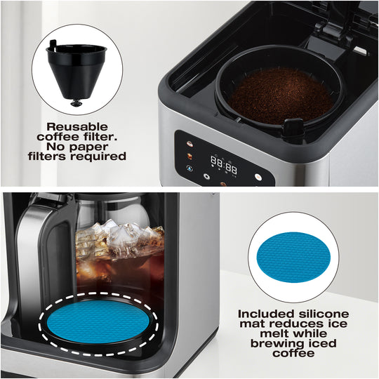 Cafetière numérique Salton en acier inoxydable – 14 tasses