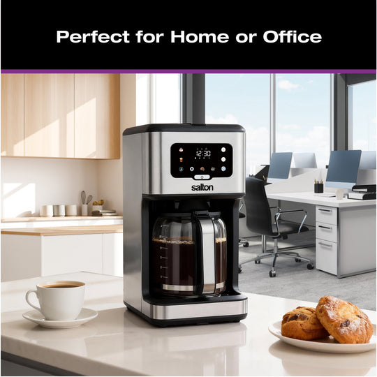 Cafetière numérique Salton en acier inoxydable – 14 tasses