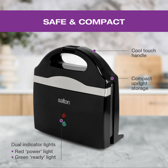 Salton Belgian Waffle Maker - Black