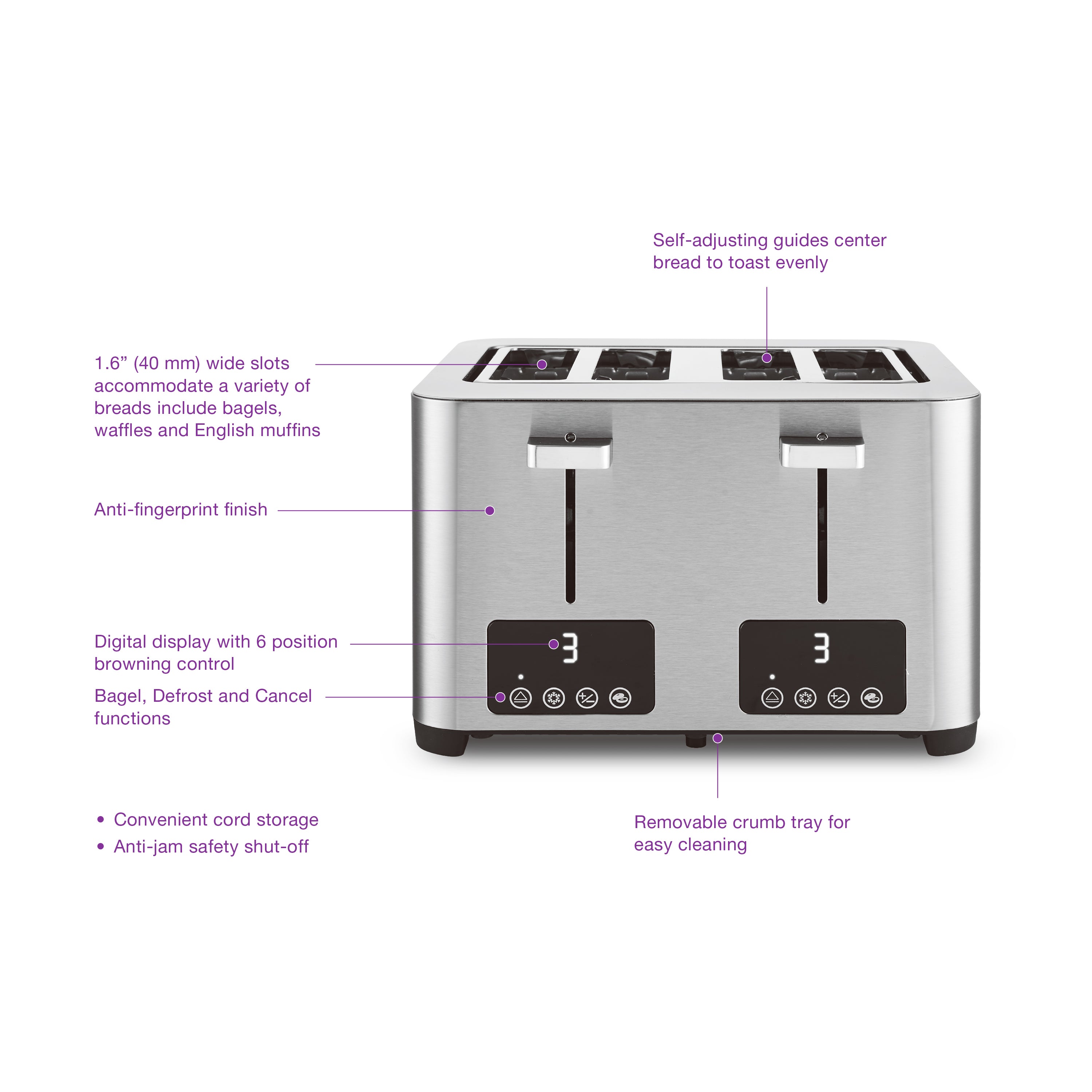 Salton Digital 4 Slice Toaster - Stainless Steel