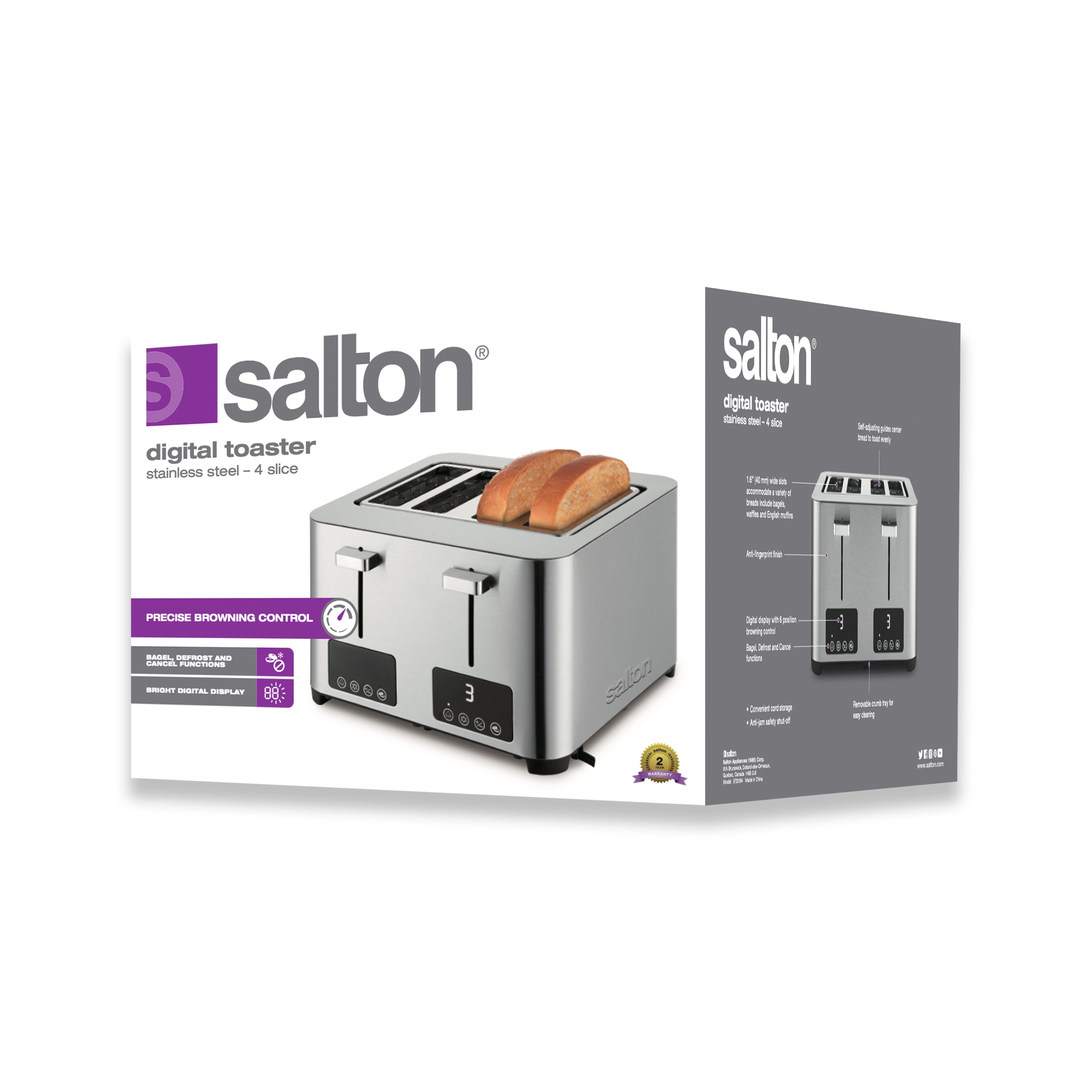Salton Digital 4 Slice Toaster - Stainless Steel