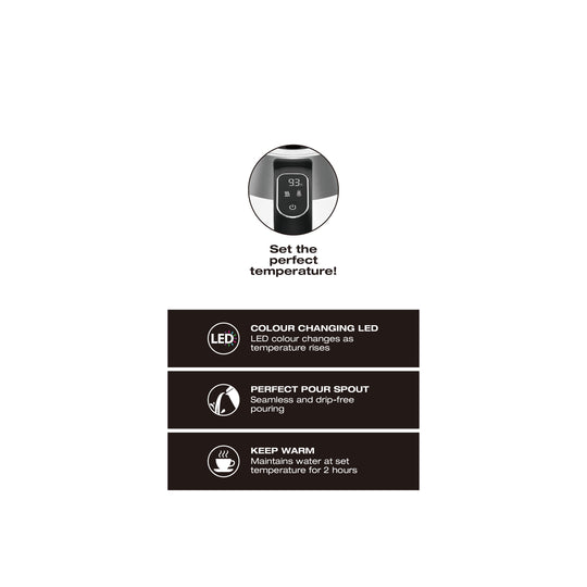 Salton Variable Temperature Touch Control Kettle 1.7 L with Removable Tea Steeper