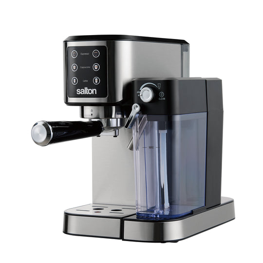 Salton Barista+ Machine à expresso, cappuccino et latte 3 en 1 avec récipient à lait amovible